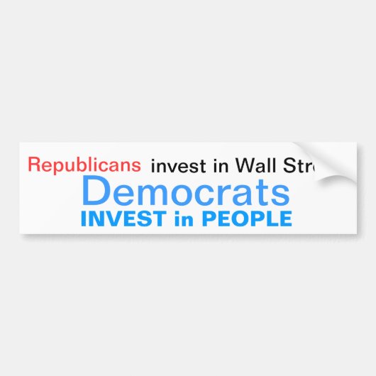 Democraten investeren in mensen bumpersticker (Voorkant)