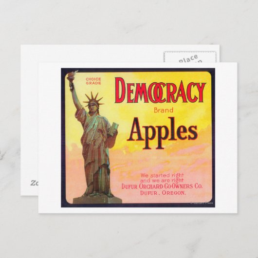 Democratie Apple Crate LabelDufur, OF Briefkaart (Voorkant / Achterkant)