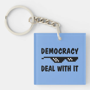 Democratie Deal With It Brillen Politieke Humor Sleutelhanger