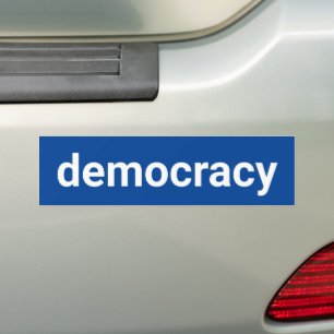 Democratie eenvoudige minimalistische tekst wit en bumpersticker