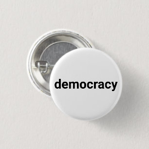 Democratie eenvoudige moderne typografie zwart-wit ronde button 3,2 cm