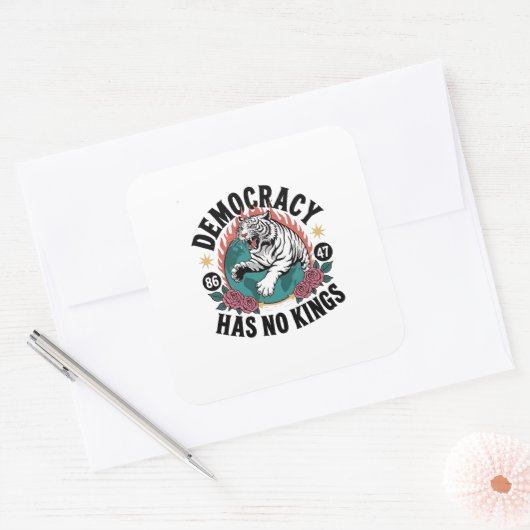 Democratie Heeft Geen Koningen 86 47 Tijger Vierkante Sticker (Envelop)