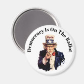 Democratie staat op de stemlijst 2024 magneet (Voorkant / Achterkant)