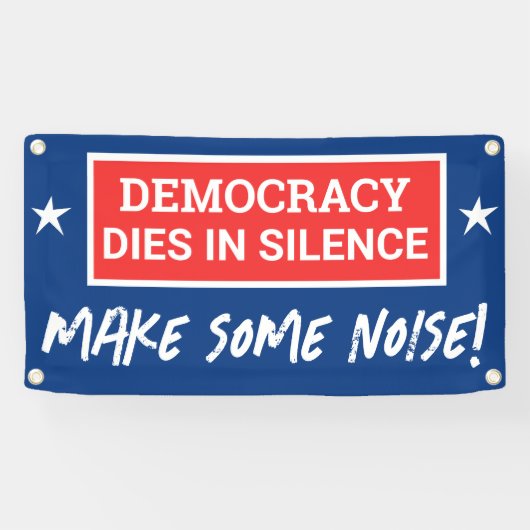 Democratie sterft in stilte spandoek (Horizontaal)