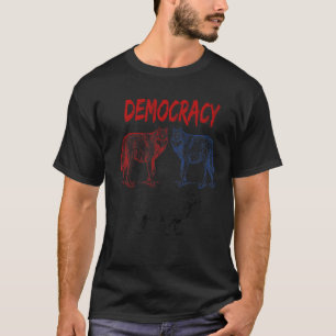 Democratie twee Wolven en een schaap beslissen wat T-shirt
