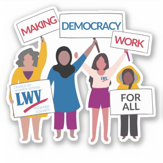 Democratie werken 4-inch vinylsticker sticker (Voorkant)