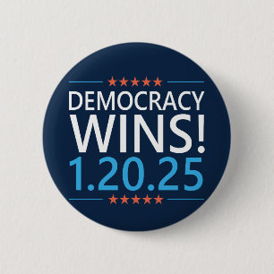 Democratie wint Kamala Harris 1.20.25 Ronde Button 5,7 Cm