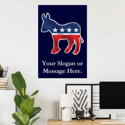 Democratisch Donkey Custom Poster (Thuiskantoor)