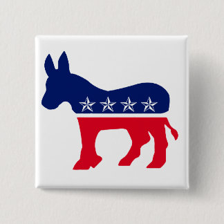 Democratische Donkey Vierkante Button 5,1 Cm