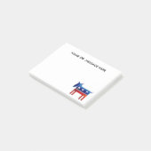 Democratische ezel aangepaste naam of bericht post-it® notes (Schuin)