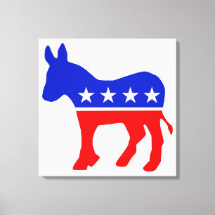 Democratische Partij Politiek Embleem (Donkey) Canvas Afdruk