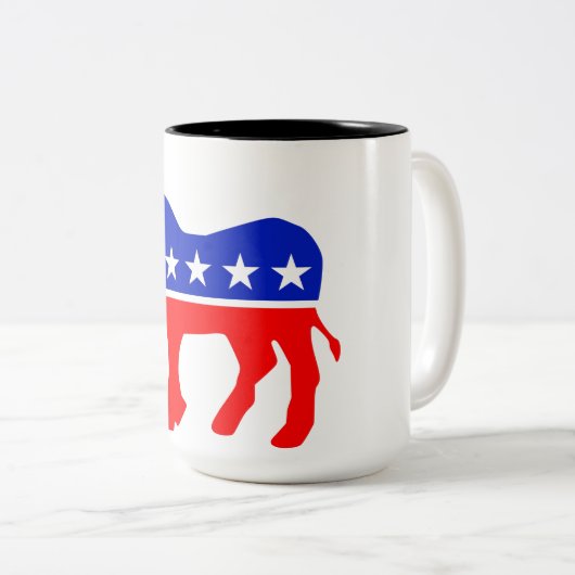 Democratische Partij Politiek Embleem (Donkey) Tweekleurige Koffiemok (Voorkant rechts)