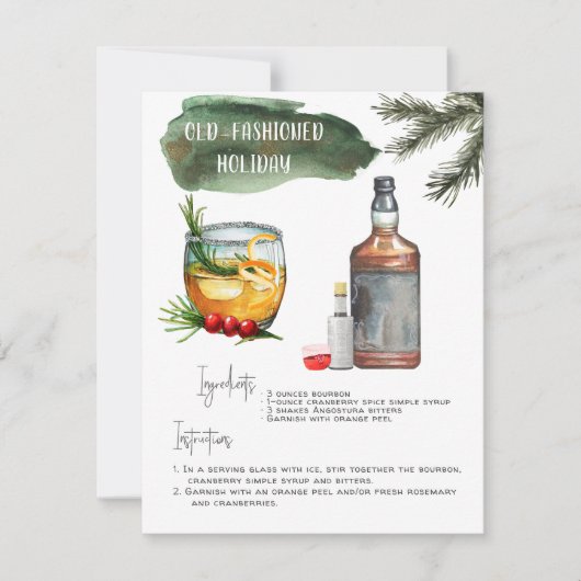 Démodé | Carte de recettes de cocktails de vacance (Devant)