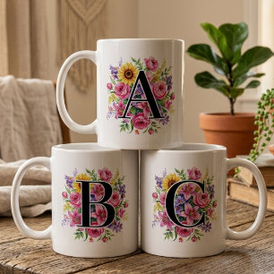 Demoiselle d'honneur Mug Cadeau Fleur Monogramme