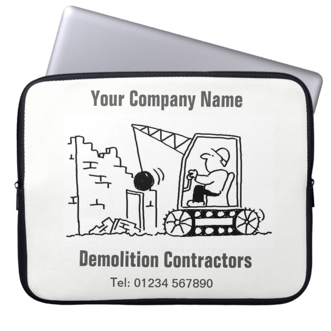 Demolition Contractors Cartoon Computer Sleeve (Voorkant)