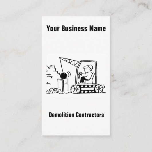 Demolition Contractors Cartoon Visitekaartje (Achterkant)