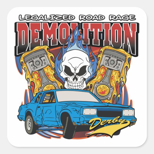 Demolition Derby Vierkante Sticker (Voorkant)