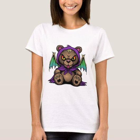Demon Bear – Cute but Cursed" T-shirt (Voorkant)