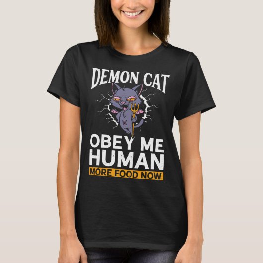 Demon Cat  Satanic Witchcraft Baphomet Gothic Occu T-shirt (Voorkant)