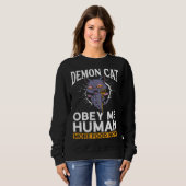Demon Cat  Satanic Witchcraft Baphomet Gothic Occu Trui (Voorkant volledig)