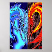 Démon d'eau et de feu | AI Art Poster (Devant)