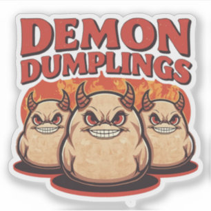 Demon Dumplings Grappige Halloween Voedsel Pun Sticker