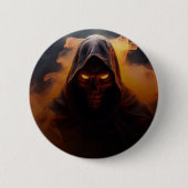 Démon foncé avec badge d'halloween de fumée orange (Devant)