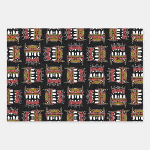 Demon hoofd hand getekend gekleurde geïsoleerde il inpakpapier vel