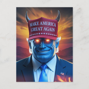 Demon Man in een rood Pet Briefkaart