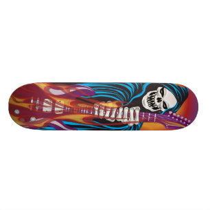Demon met Flaming Guitar Skateboard