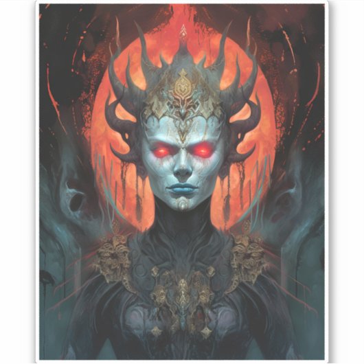 Demon Queen Dark Goddess Fantasy Art Sticker (Voorkant)