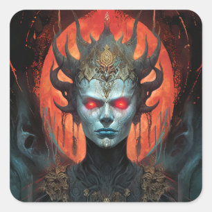 Demon Queen Dark Goddess Fantasy Art Vierkante Sticker