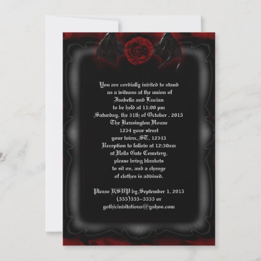 Demon Rose encadré Goth Wedding Invitations (Devant)