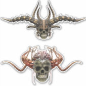 Demon schedel met helmen sticker (Voorkant)
