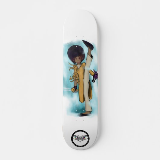 Demon slayer Afro Tia schopte rode ogen Skateboard (Voorkant)
