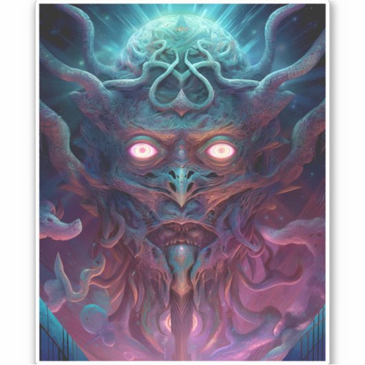 Demon Surreal Dark Fantasy Art Sticker (Voorkant)