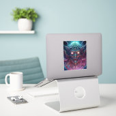 Demon Surreal Dark Fantasy Art Sticker (Laptop op bureau)