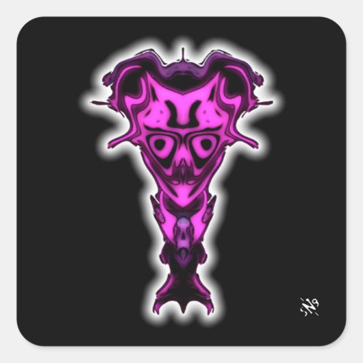 Demon van de onderwereld's buste v0.2 vierkante sticker (Voorkant)