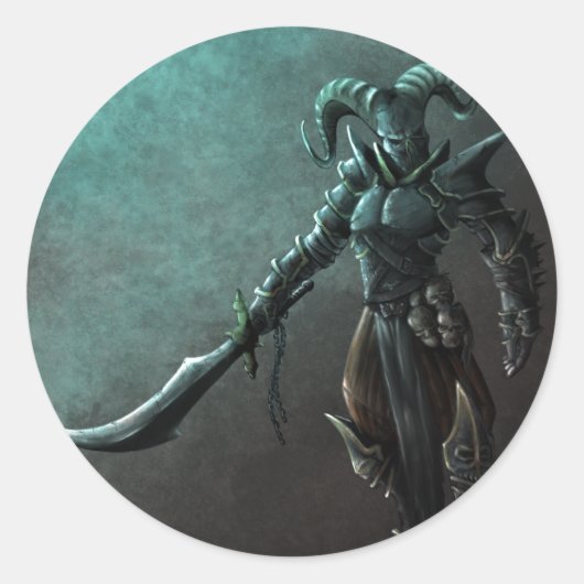 Demon Warrior Ronde Sticker (Voorkant)