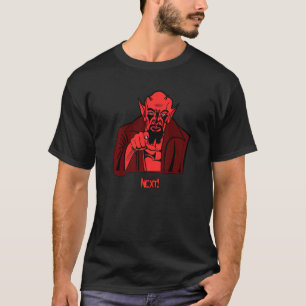 Demon wijst naar de volgende duivel-duivel-enensch t-shirt