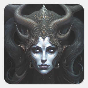 Demon Woman Queen Dark Fantasy Art Vierkante Sticker