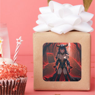 Demones met contact op Crossroads, Anime Demon Vierkante Sticker