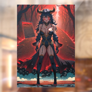 Demonische vrouw met contact op kruispunten, Anime Raamsticker