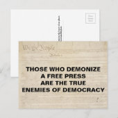Demonize Pers Vijand van de Democratie Eerste Amen Briefkaart (Voorkant / Achterkant)