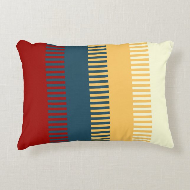 Dempen Rood Blauw Geel Witgrijs Uniek Patroon Accent Kussen (Voorkant)
