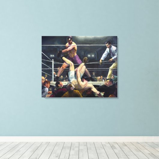 Dempsey en Firpo | George Bellows | Canvas Afdruk (Insitu (Houten vloer))