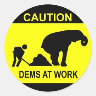 Dems op de werkplek ticker ronde sticker