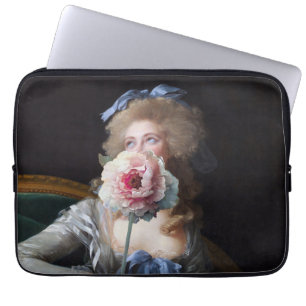 Demure met roze pioen laptop sleeve