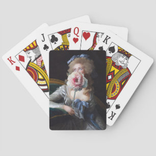 Demure met roze pioen pokerkaarten