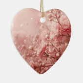 Demure Pink Flowers on a Romantic Valentine Tree Keramisch Ornament (Rechts)